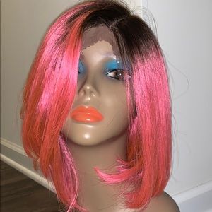 Hot pink full lace synthetic bob